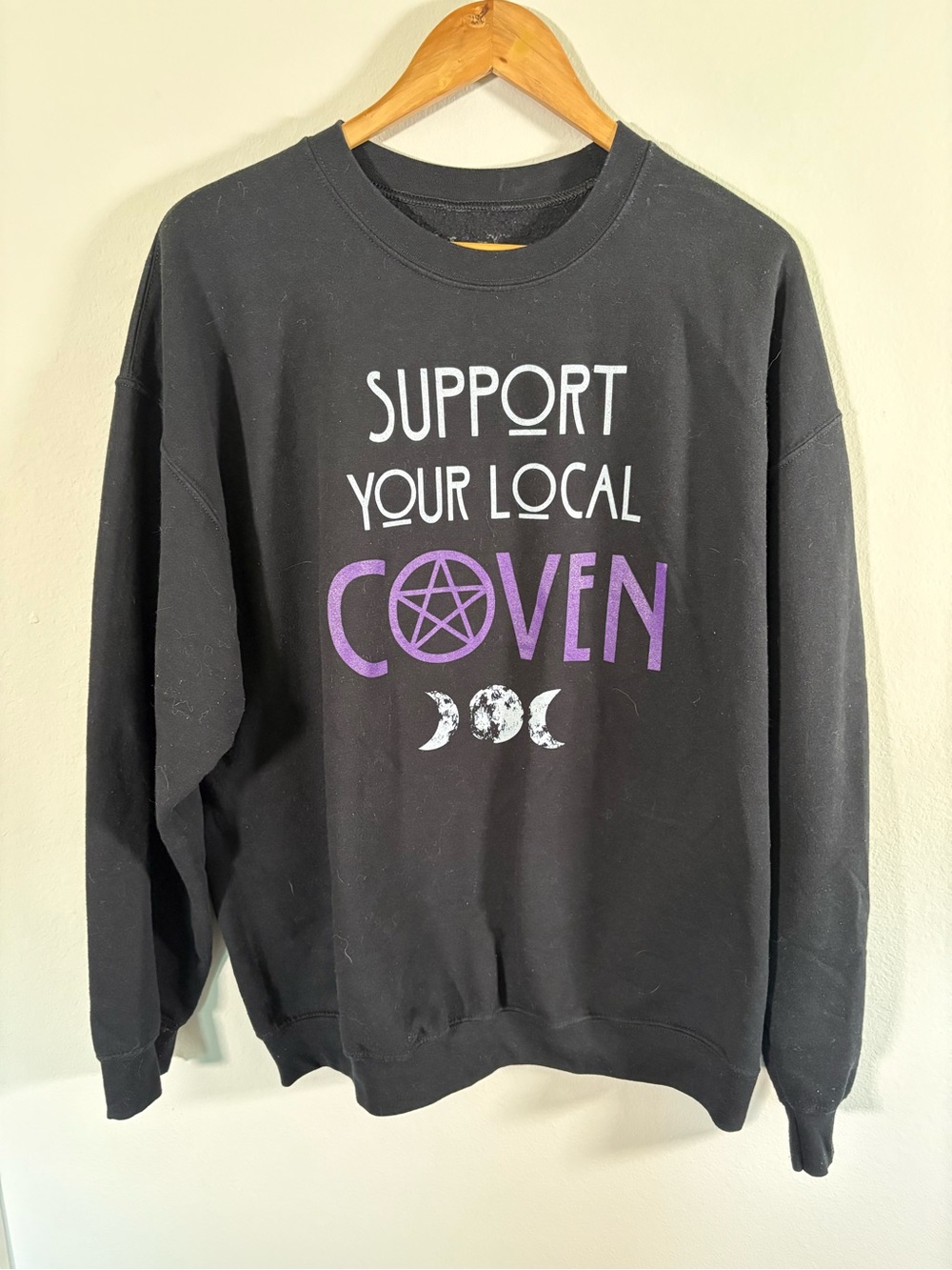 Support Your Local Coven" Black Crew Neck